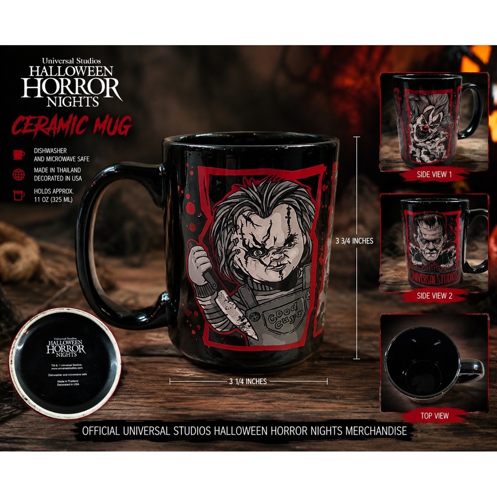 Universal‎ Studios Halloween Horror Nights Mug Chucky Frankenstein Black Ceramic